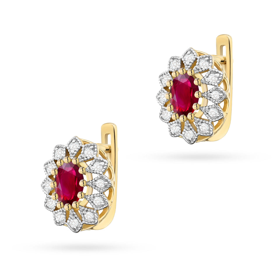 Gold Earrings with 0.60ct Rubies and 0.206ct Diamonds