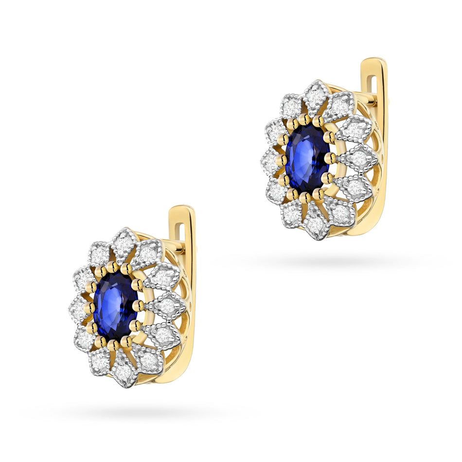 Gold Earrings with 0.70ct Sapphires and 0.206ct Diamonds