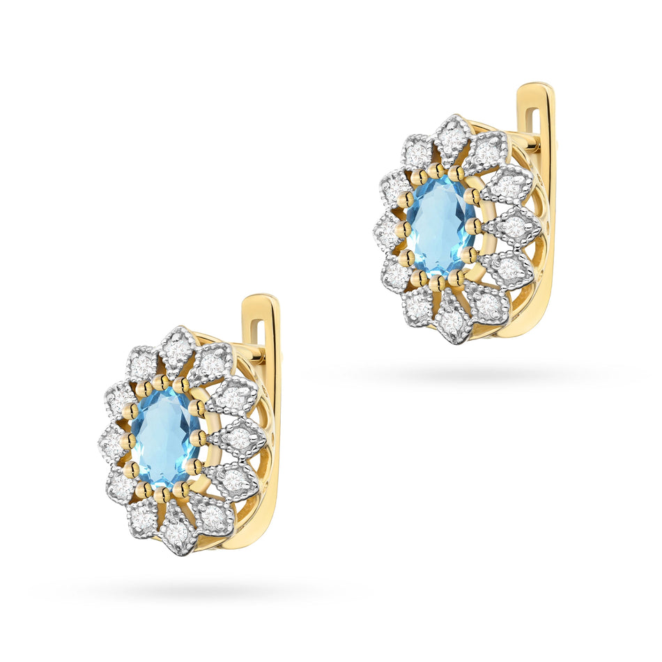 Gold Earrings with 0.50ct Topazes and 0.206ct Diamonds