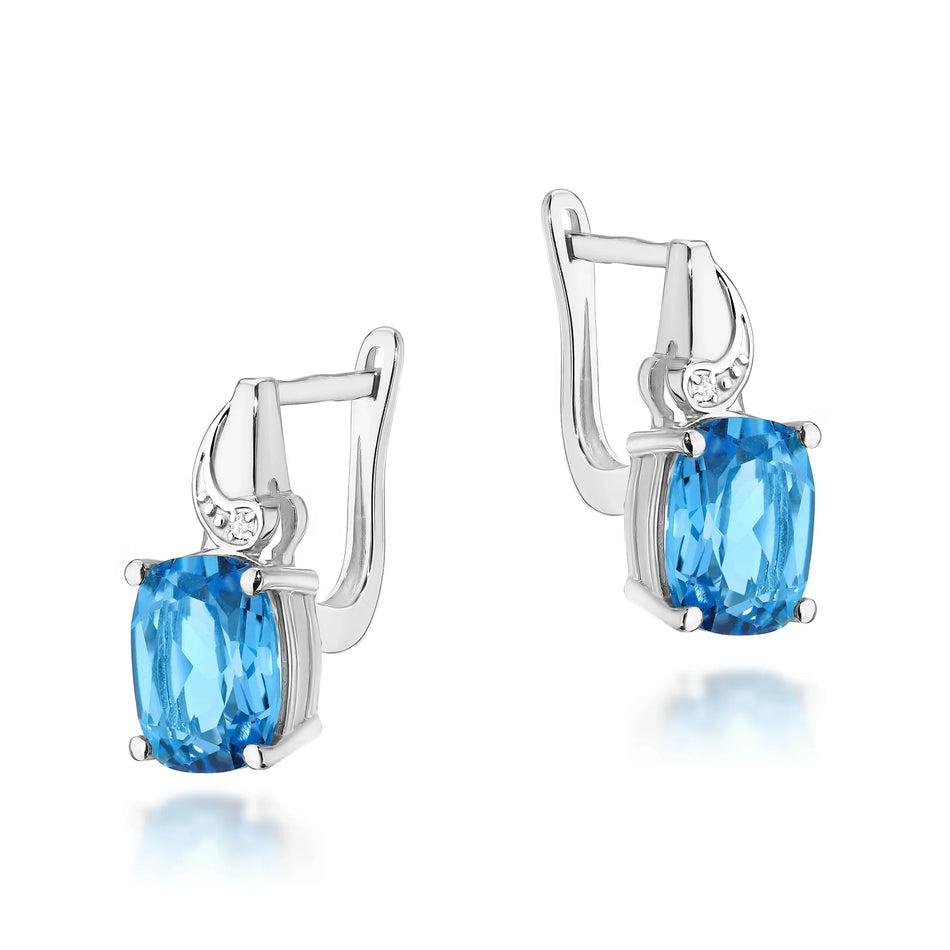 Zlaté náušnice s topazy 2,40 ct a diamanty 0,01 ct