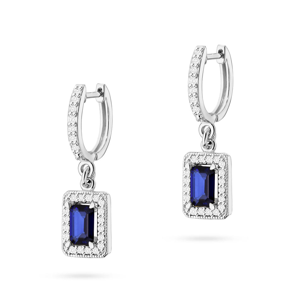 Gold Earrings with 0.60ct Sapphires and 0.34ct Diamonds