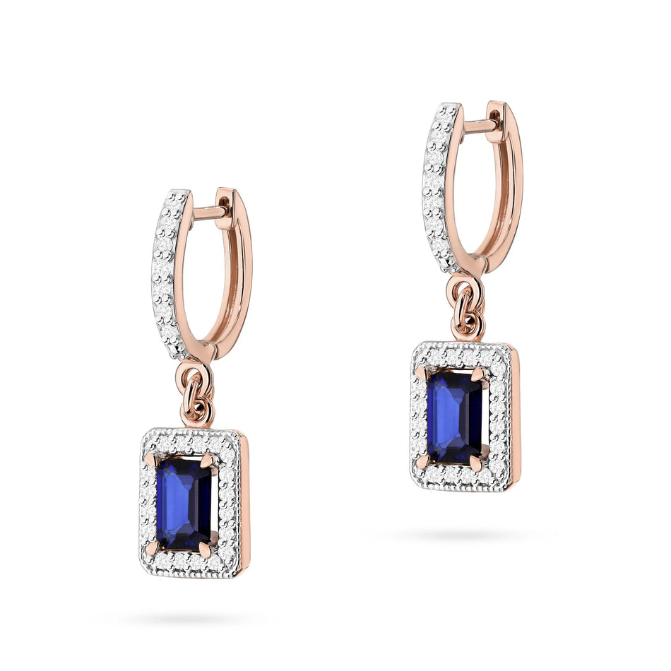 Gold Earrings with 0.60ct Sapphires and 0.34ct Diamonds