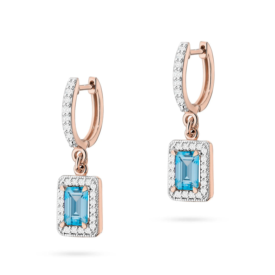 Gold Earrings with 0.65ct Topazes and 0.34ct Diamonds