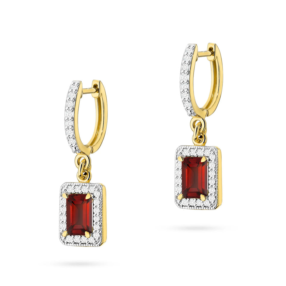 Gold Earrings with 0.70ct Garnets and 0.34ct Diamonds