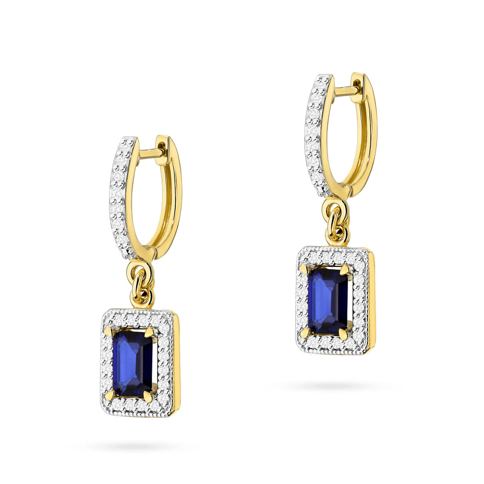 Gold Earrings with 0.60ct Sapphires and 0.34ct Diamonds