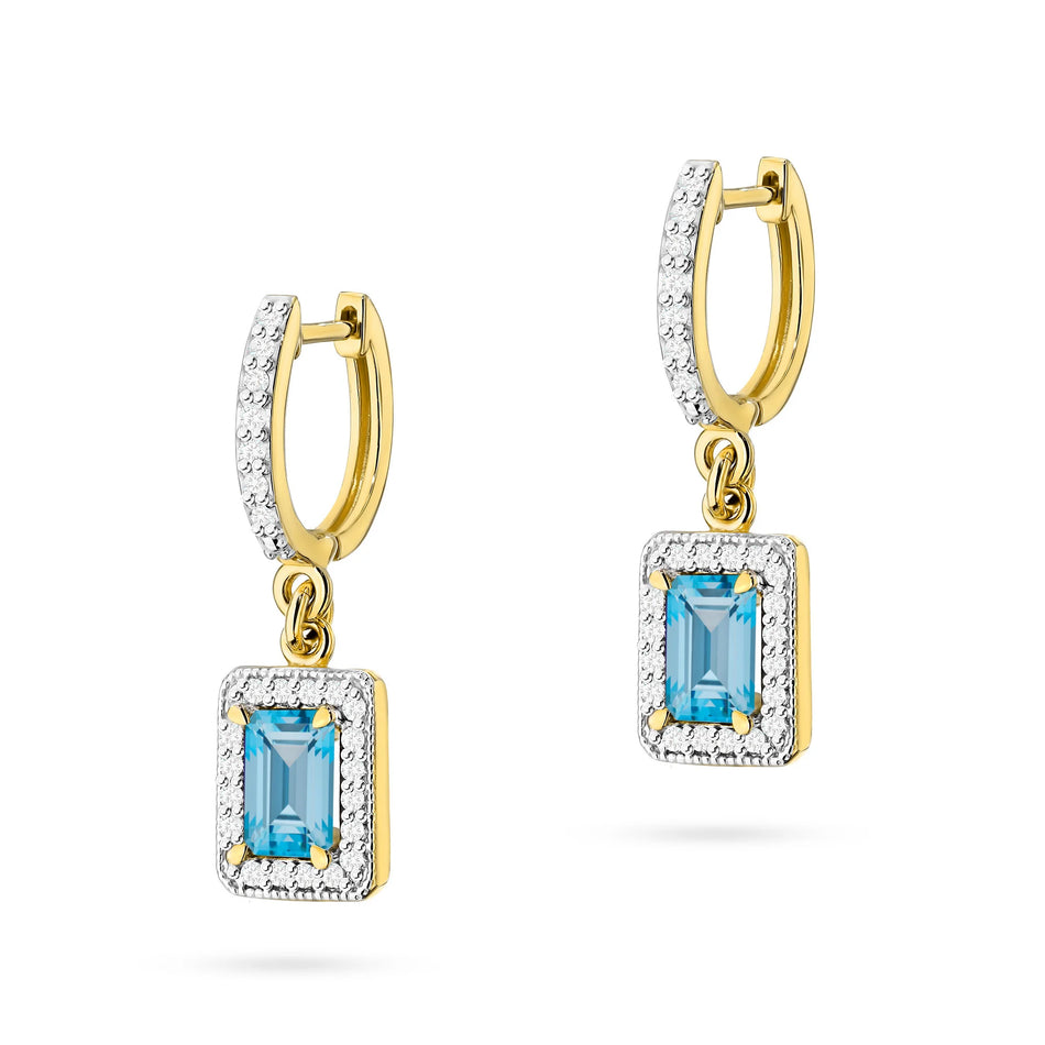Gold Earrings with 0.65ct Topazes and 0.34ct Diamonds