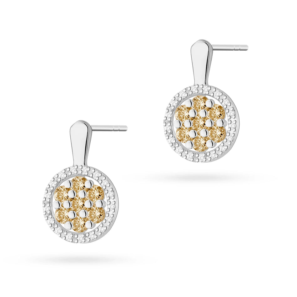 Gold Earrings with 0.005ct Diamonds 0.05ct Bronze Diamonds