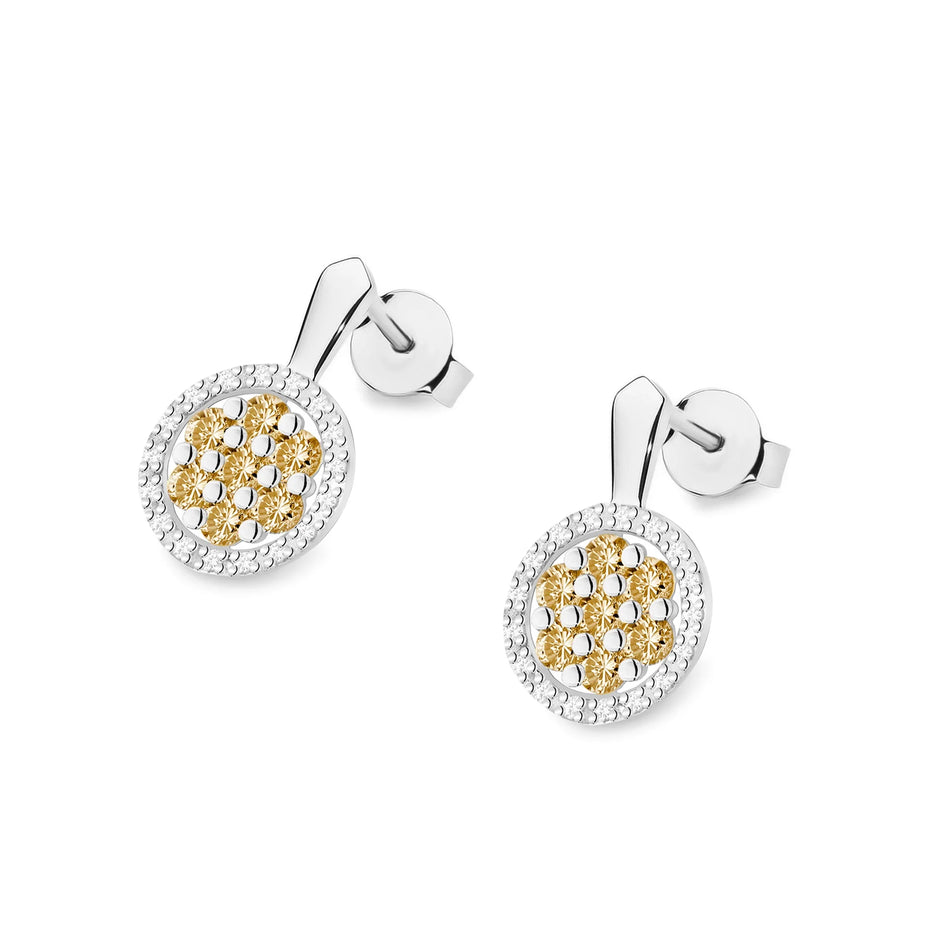 Gold Earrings with 0.005ct Diamonds 0.05ct Bronze Diamonds