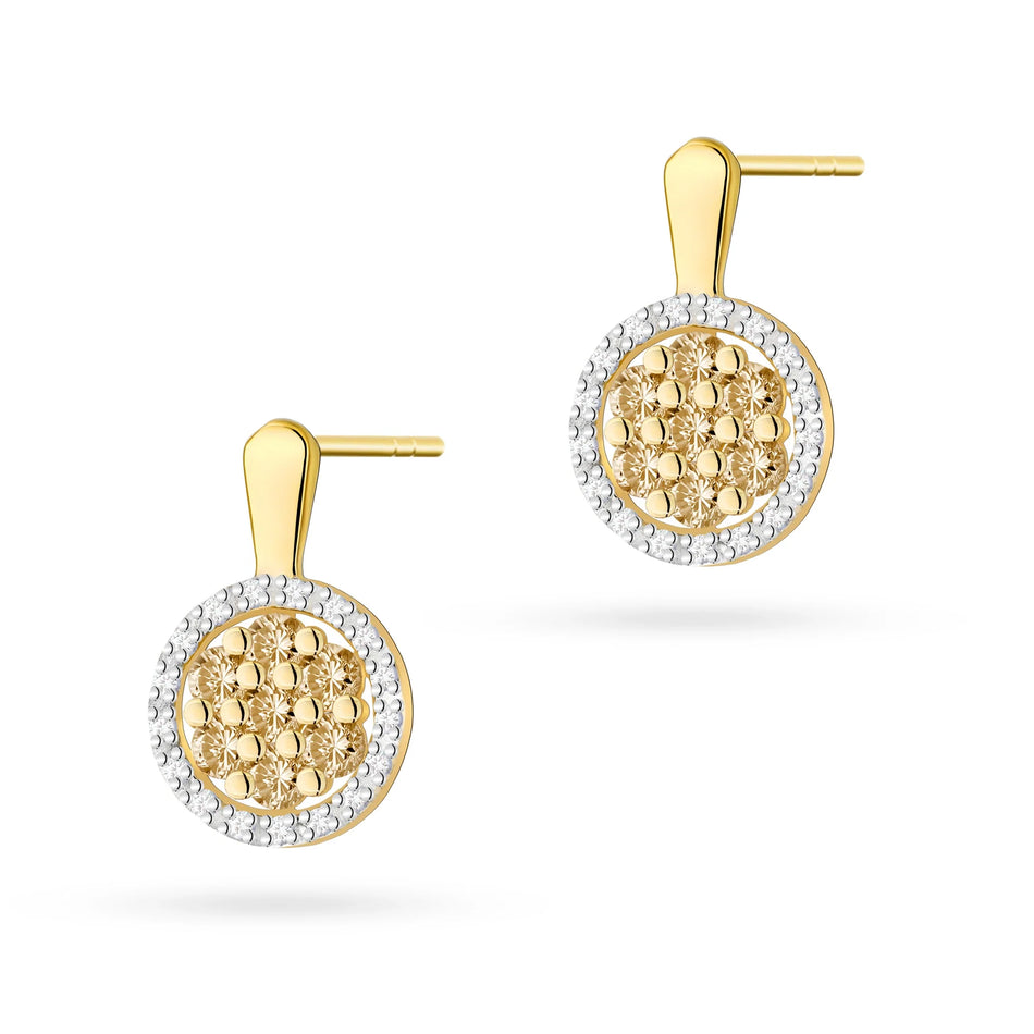 Gold Earrings with 0.005ct Diamonds 0.05ct Bronze Diamonds
