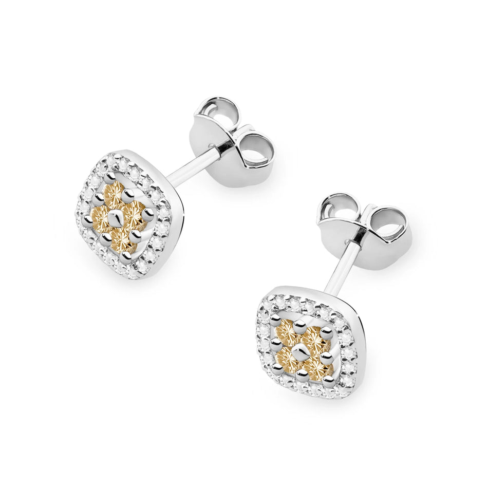 Gold Earrings with 0.005ct Diamonds 0.05ct Bronze Diamonds