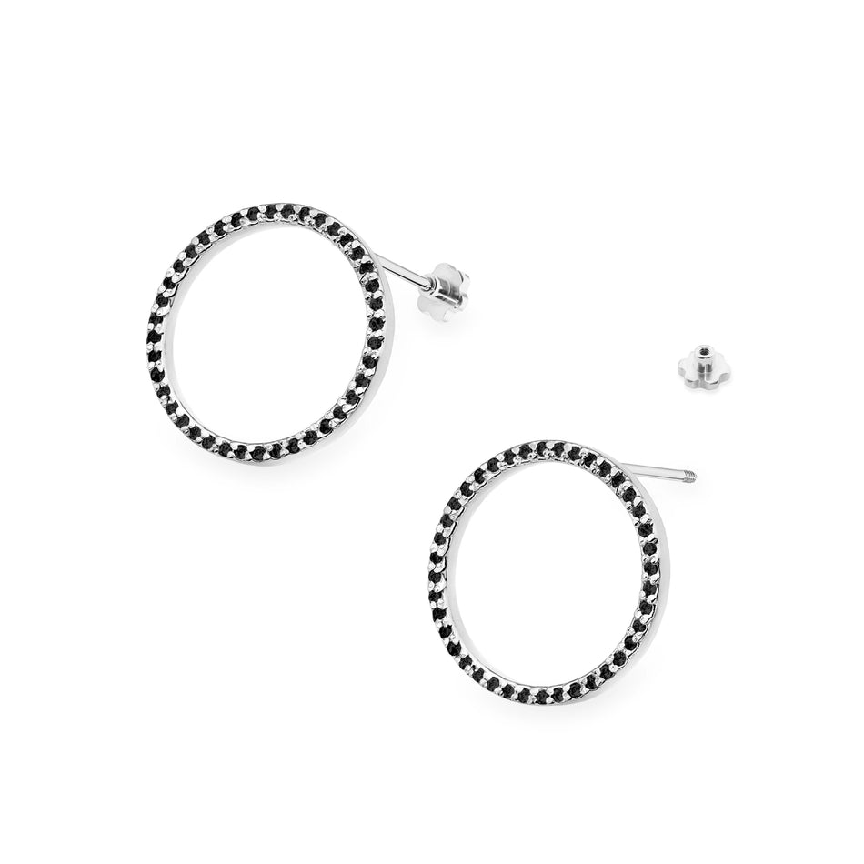 Gold Earrings with 0.40ct Black diamonds