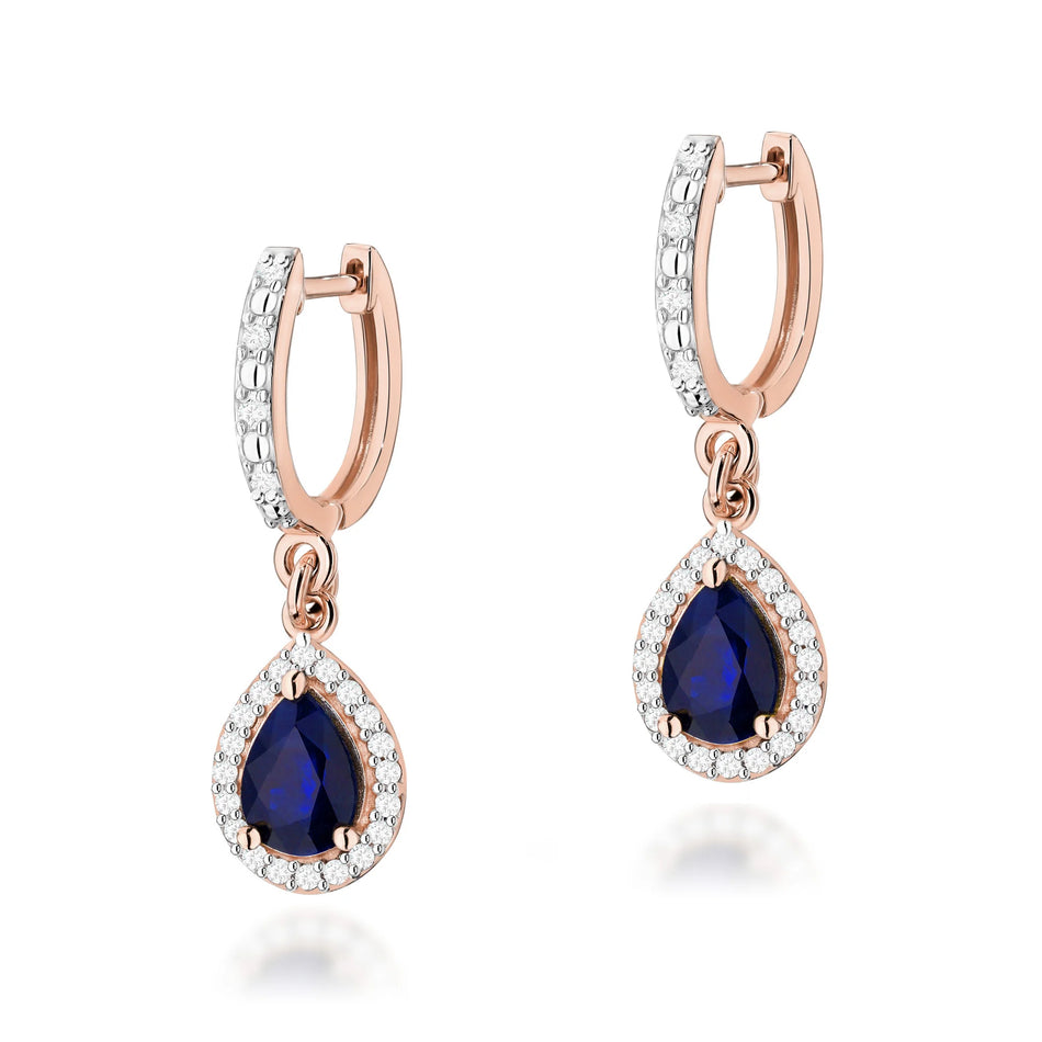 Gold Earrings with 0.60ct Sapphires and 0.26ct Diamonds