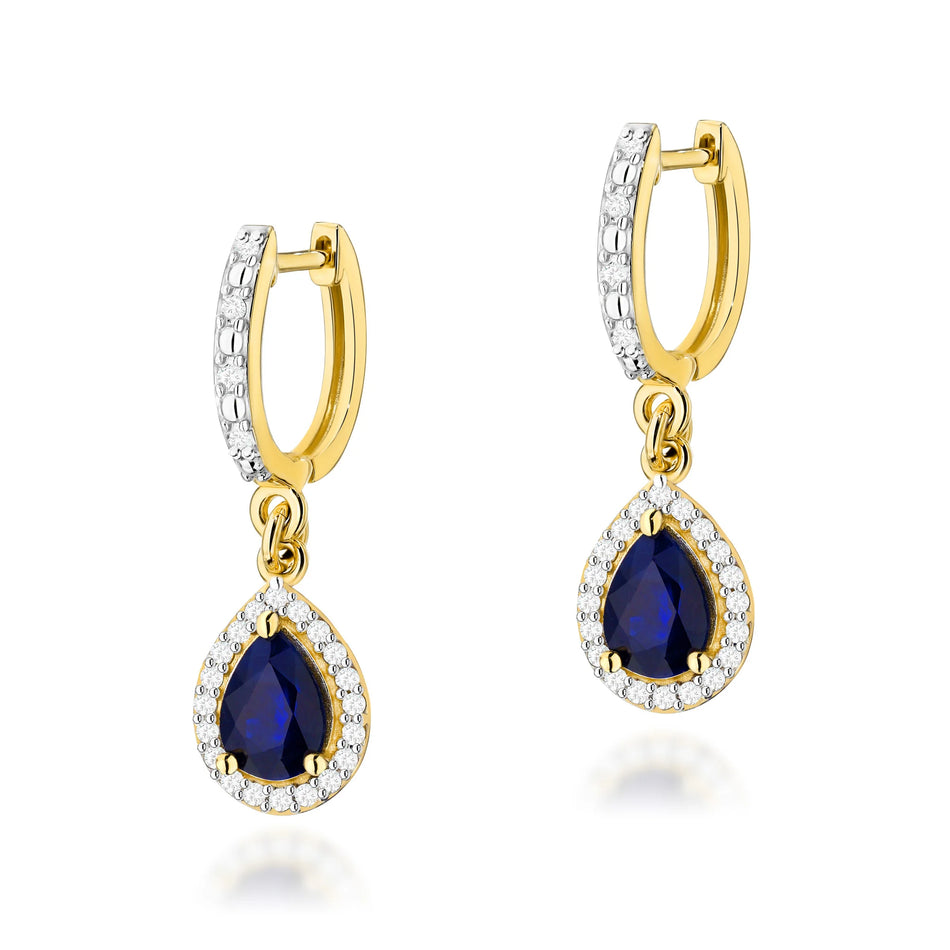 Gold Earrings with 0.60ct Sapphires and 0.26ct Diamonds