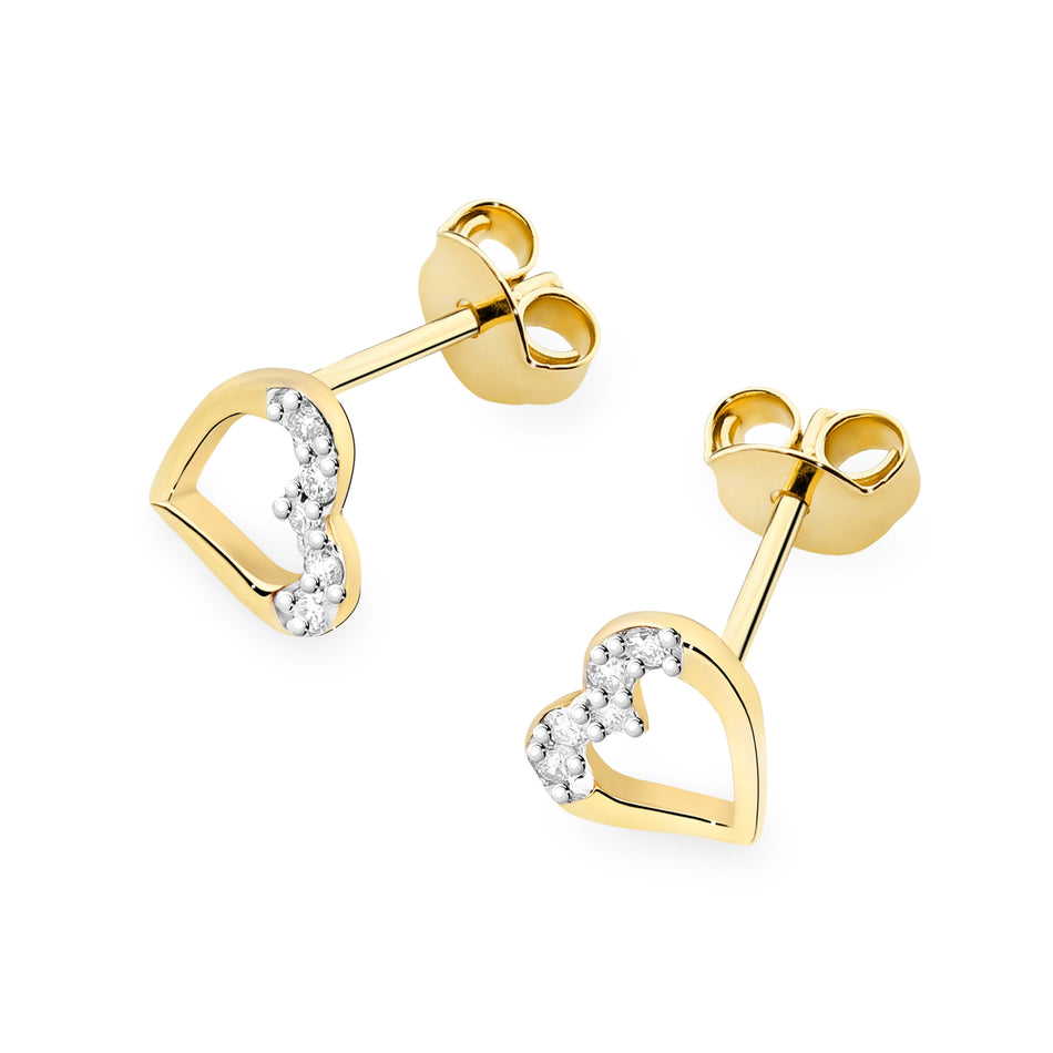 Gold Earrings with 0.086ct Diamonds