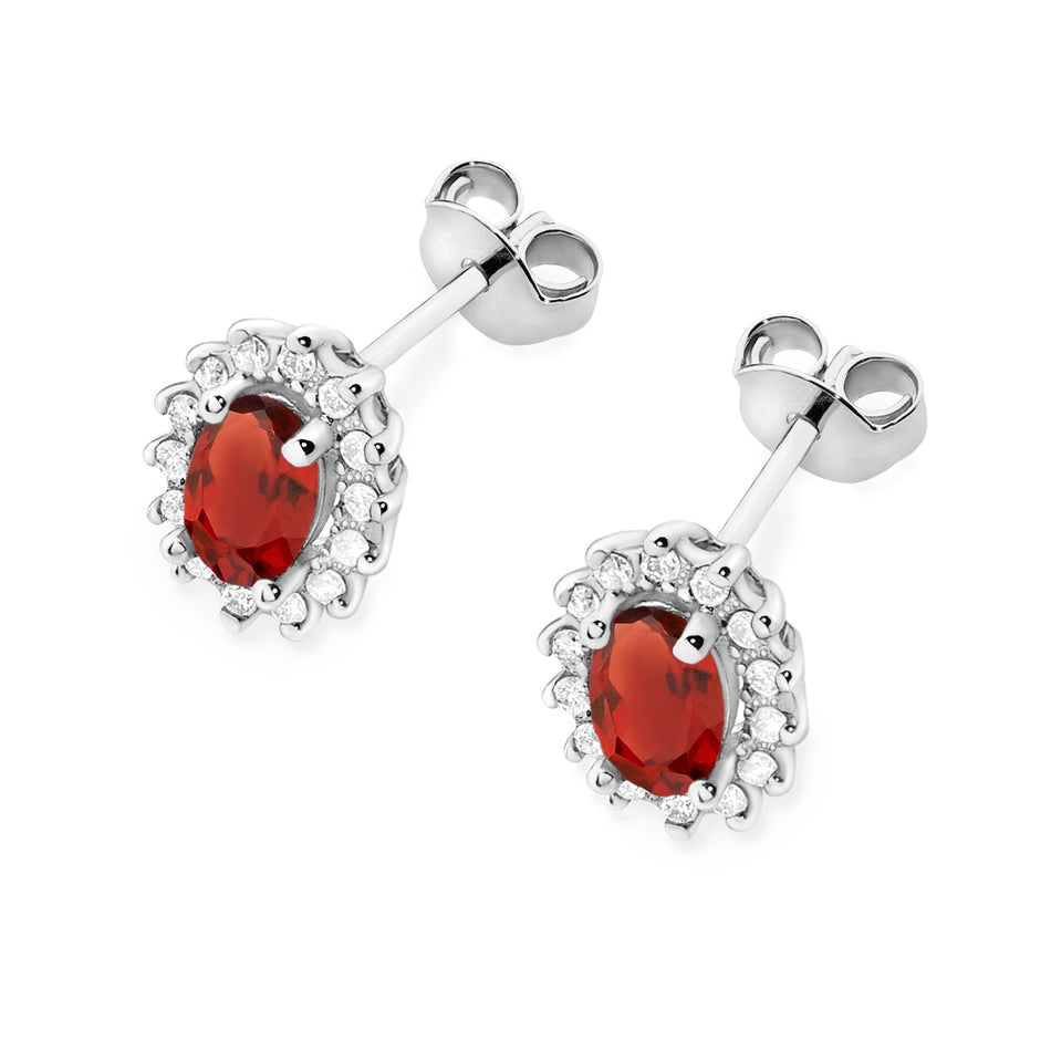 Gold Earrings with 0.50ct Garnets and 0.24ct Diamonds