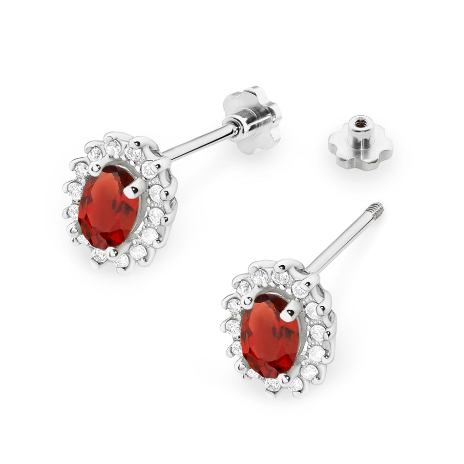 Gold Earrings with 0.50ct Garnets and 0.24ct Diamonds