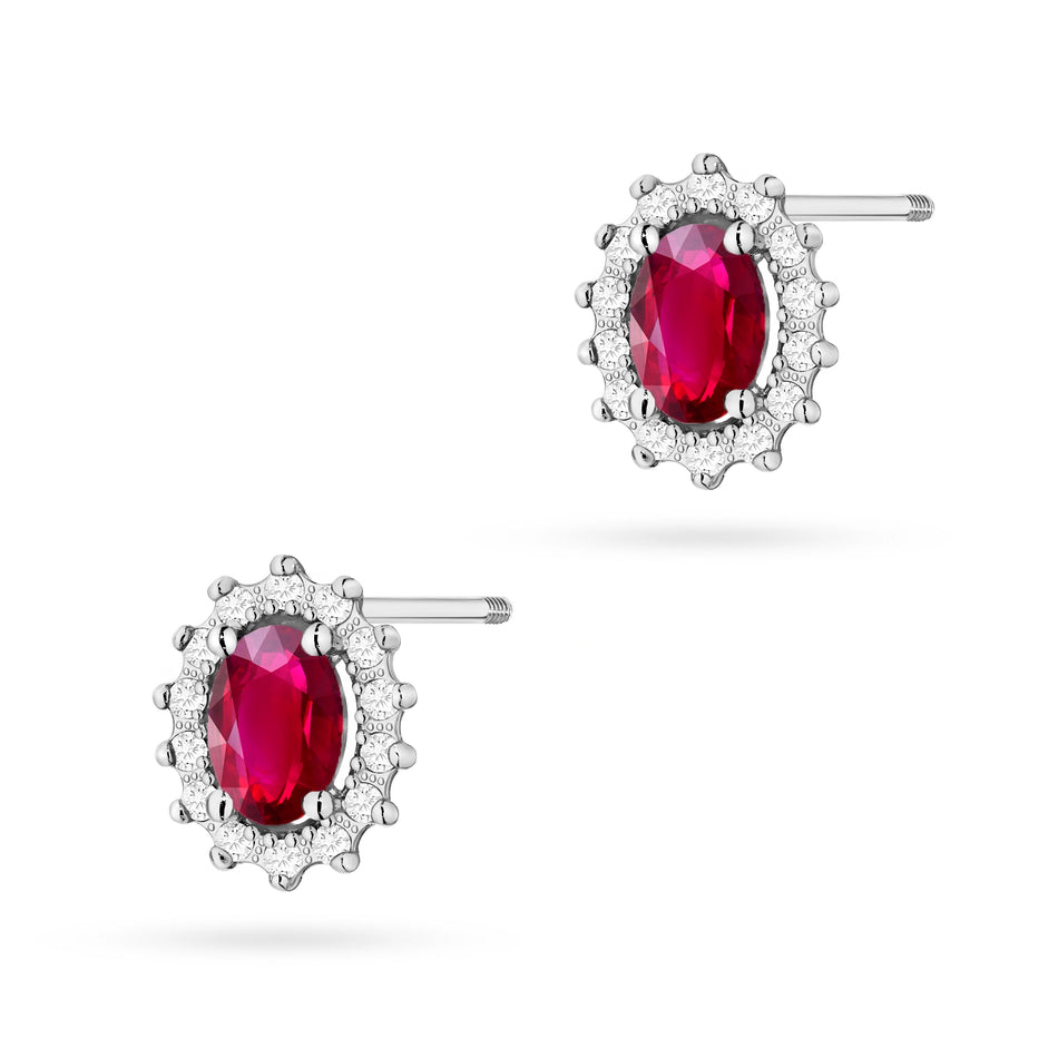 Gold Earrings with 0.60ct Rubies and 0.24ct Diamonds
