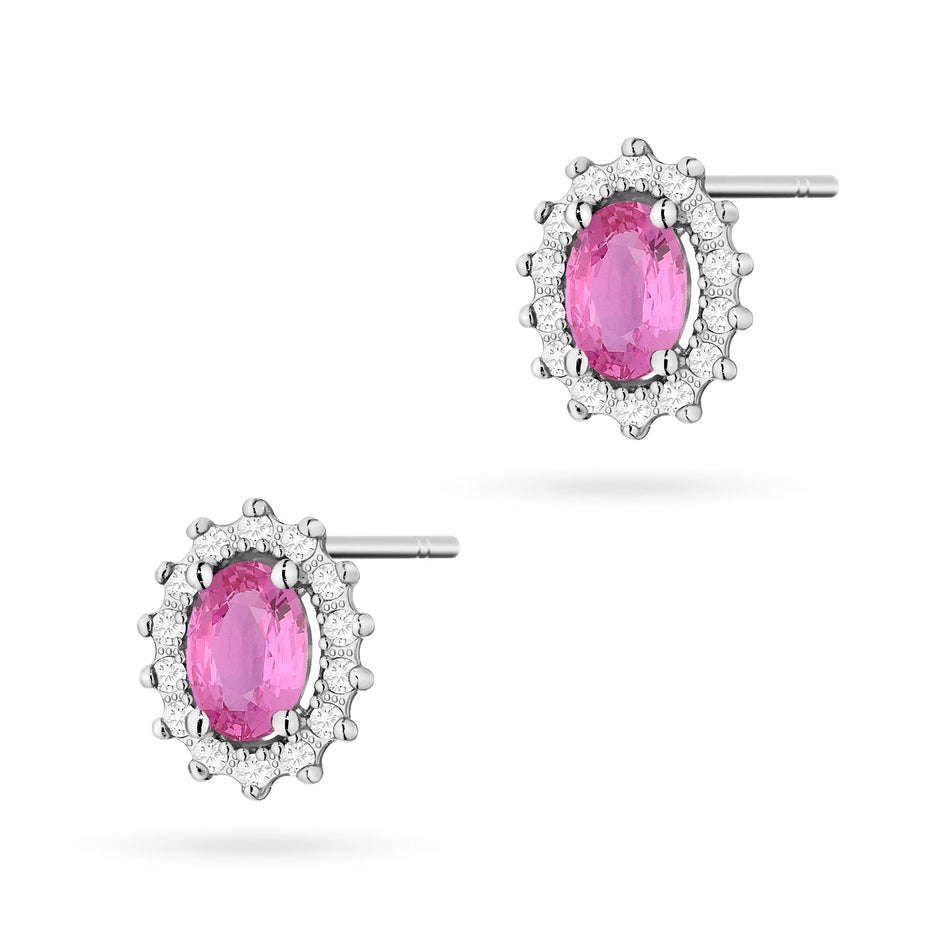 Gold Earrings with 0.50ct Pink Sapphires and 0.24ct Diamonds