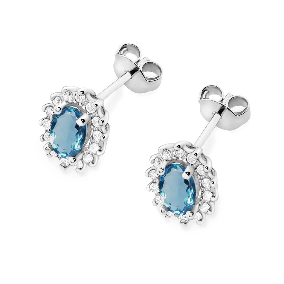 Gold Earrings with 0.50ct London Blue Topazes and 0.24ct Diamonds