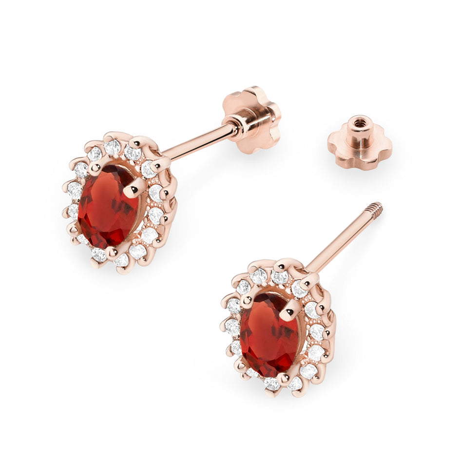 Gold Earrings with 0.50ct Garnets and 0.24ct Diamonds