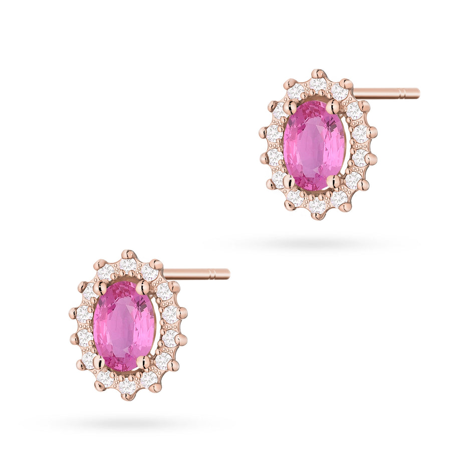 Gold Earrings with 0.50ct Pink Sapphires and 0.24ct Diamonds
