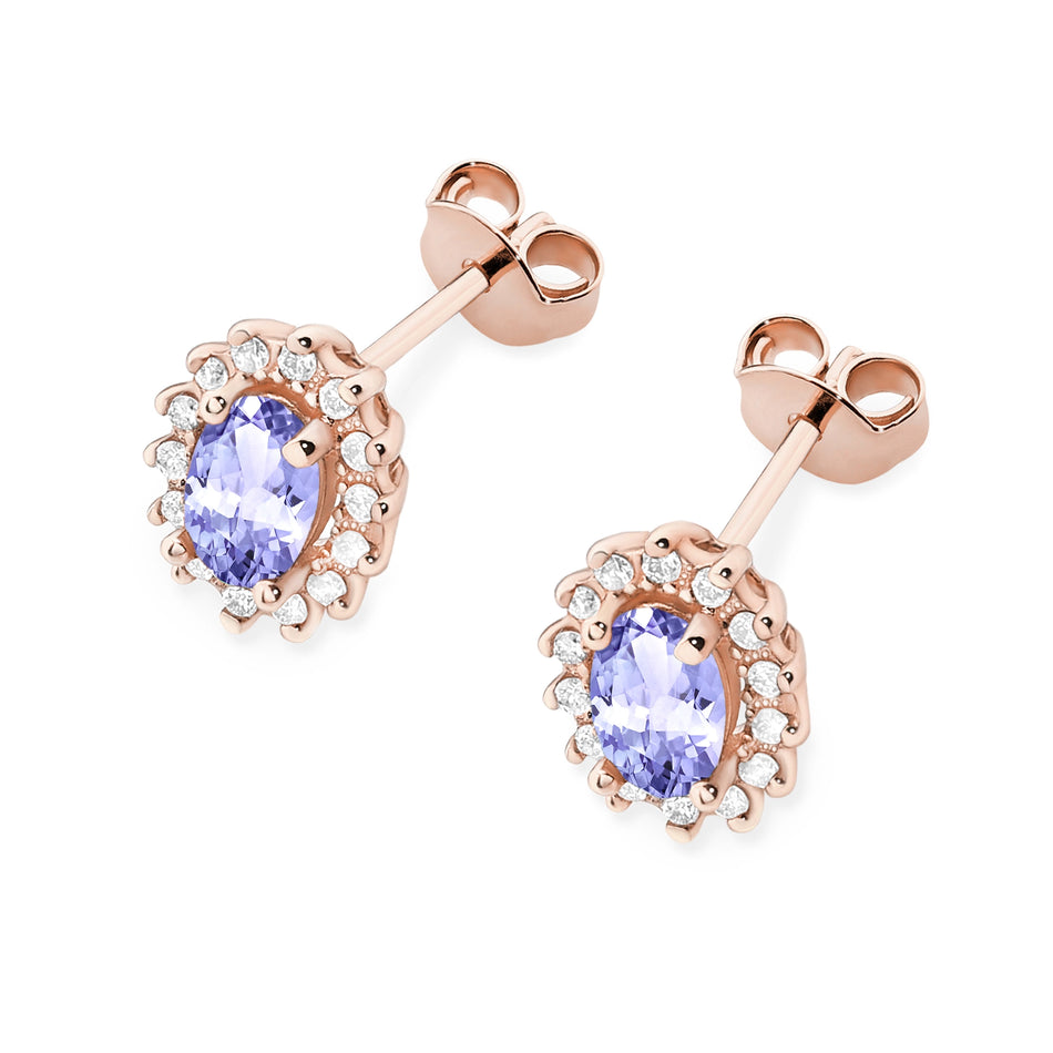 Gold Earrings with 0.40ct Tansanites and 0.24ct Diamonds
