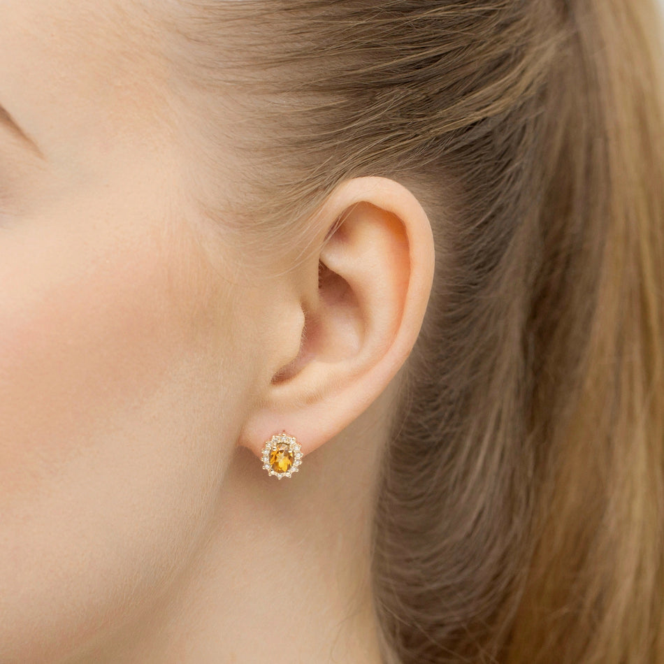 Gold Earrings with 0.60ct Citrines and 0.24ct Diamonds