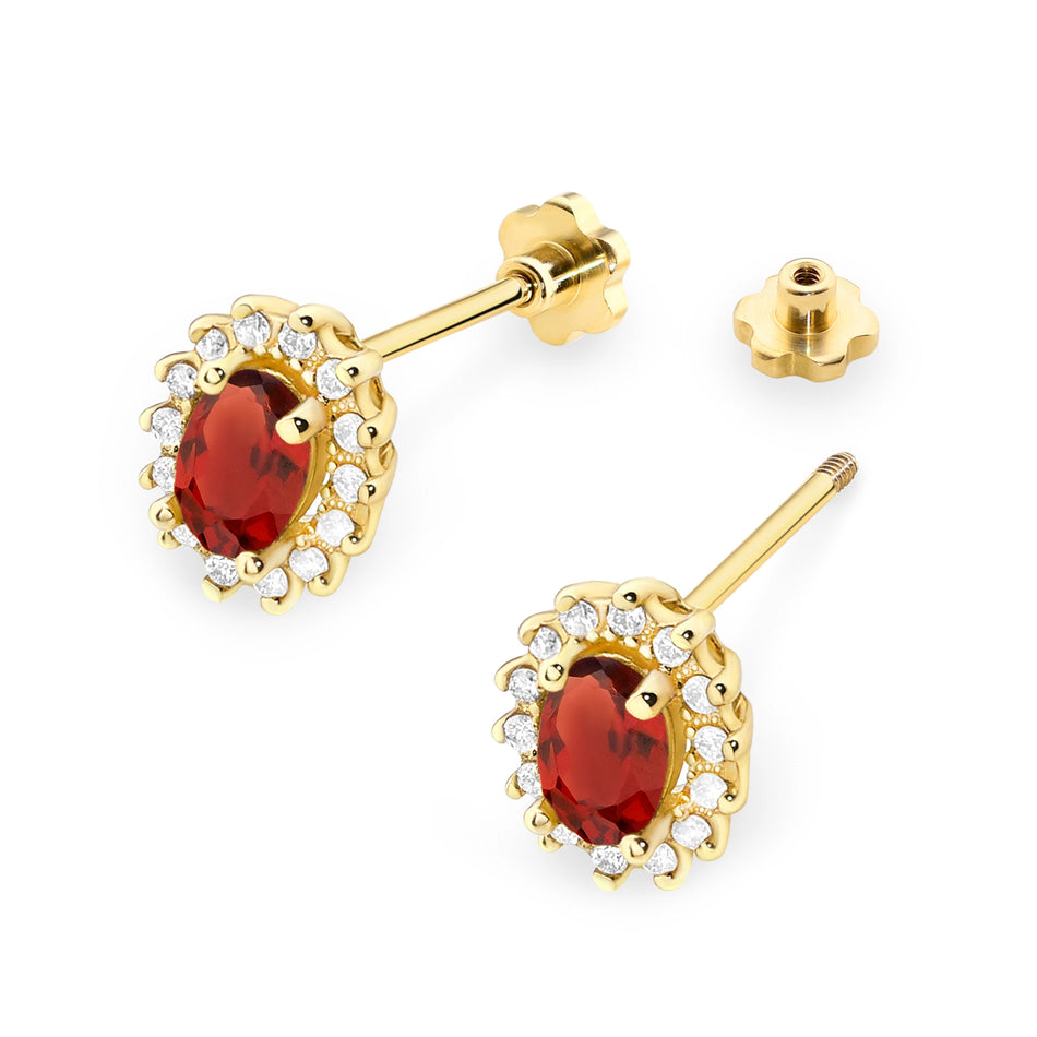 Gold Earrings with 0.50ct Garnets and 0.24ct Diamonds