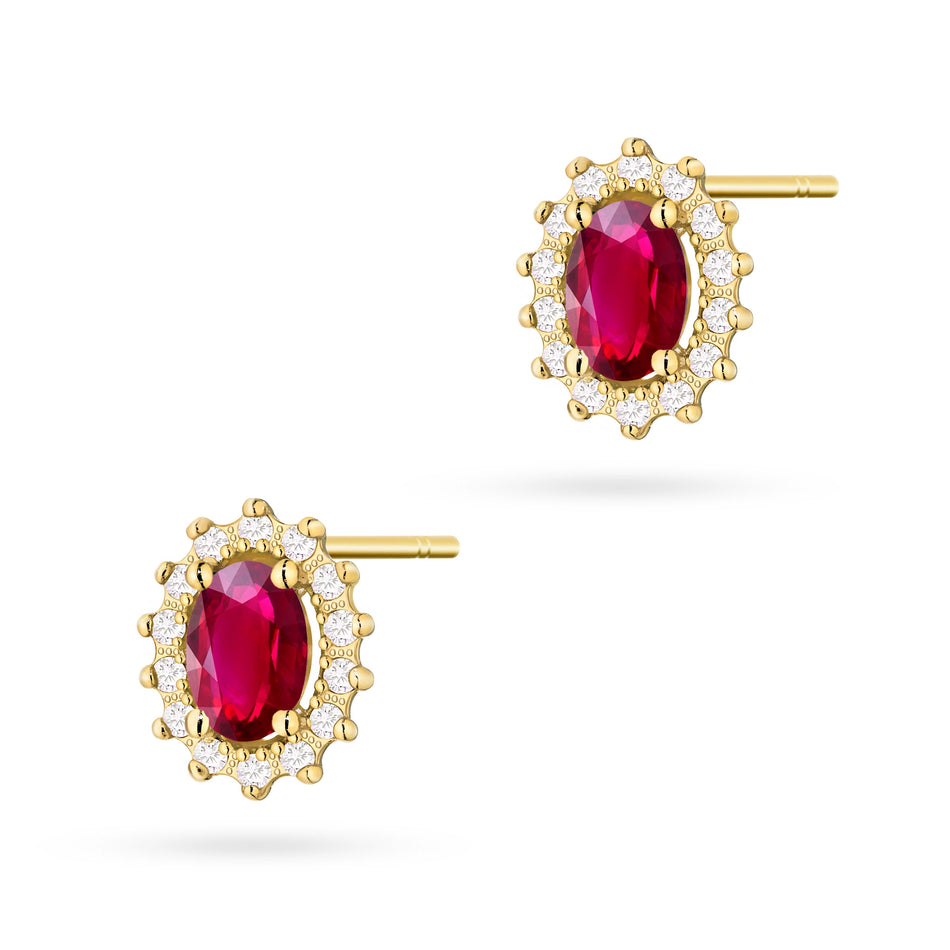 Gold Earrings with 0.60ct Rubies and 0.24ct Diamonds