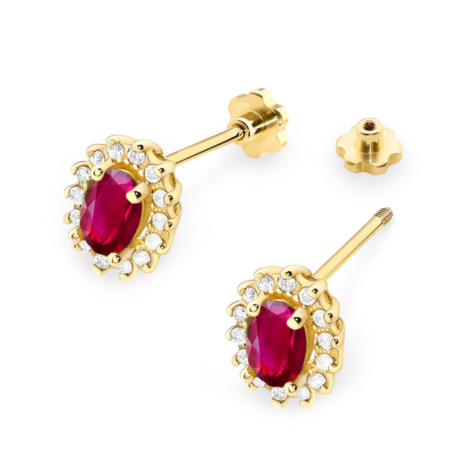 Gold Earrings with 0.60ct Rubies and 0.24ct Diamonds