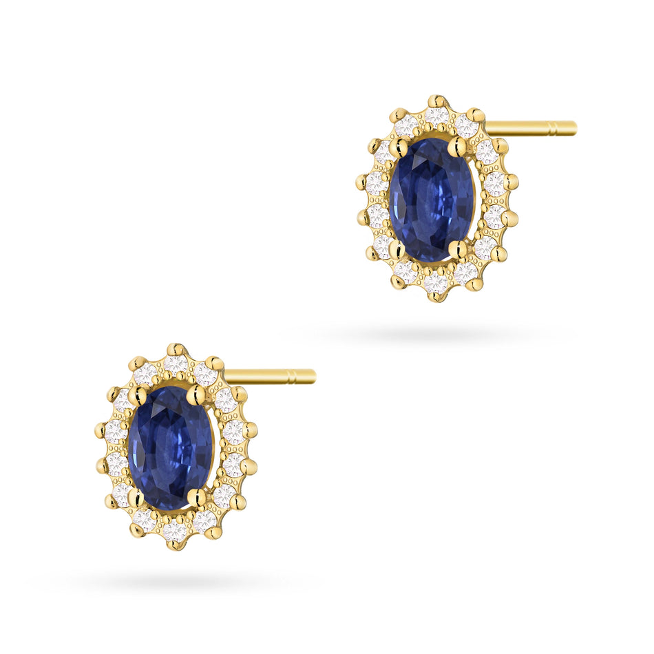 Gold Earrings with 0.70ct Sapphires and 0.24ct Diamonds