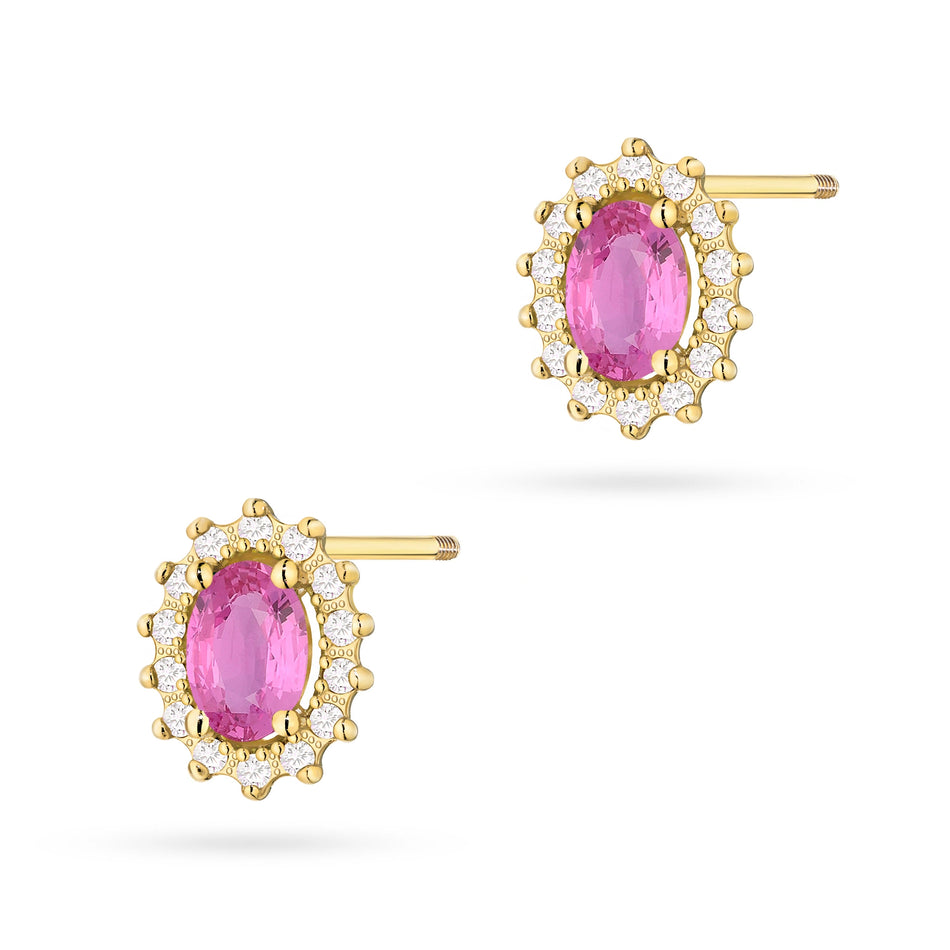 Gold Earrings with 0.50ct Pink Sapphires and 0.24ct Diamonds