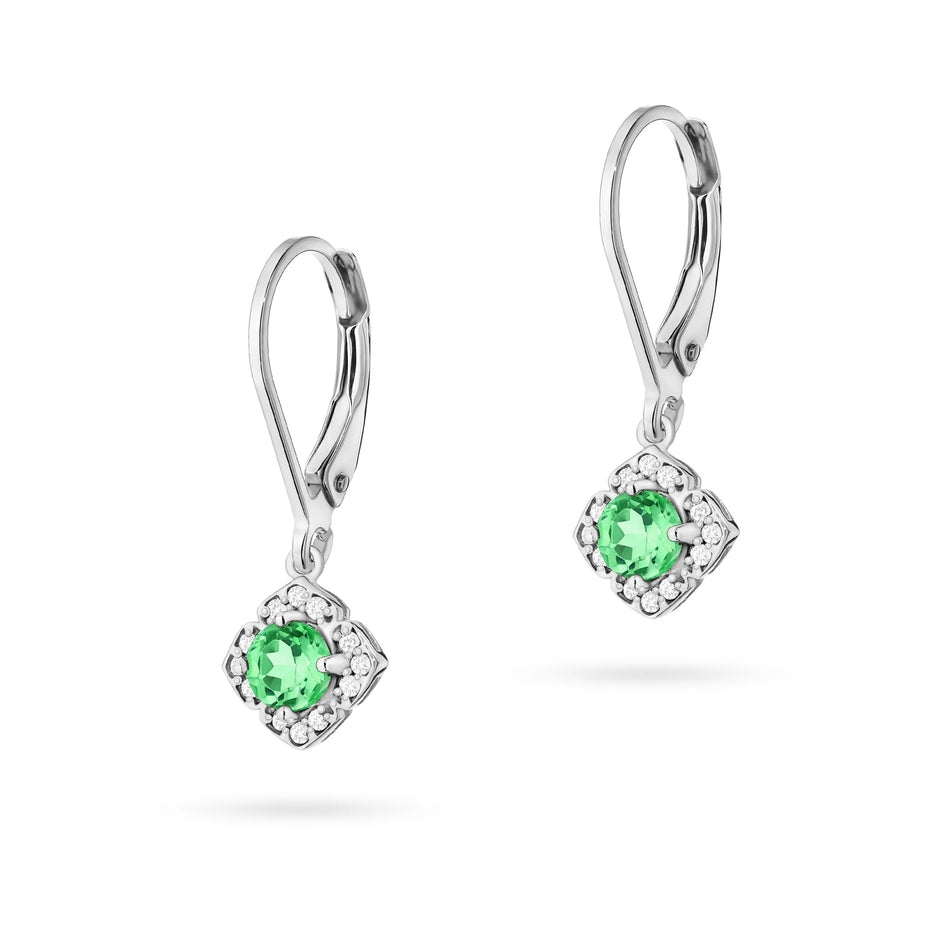 Gold Earrings with 0.30ct Emeralds and 0.12ct Diamonds
