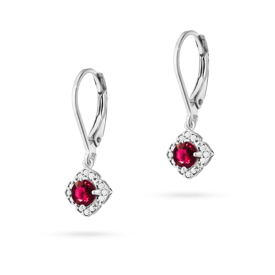 Gold Earrings with 0.30ct Rubies and 0.12ct Diamonds