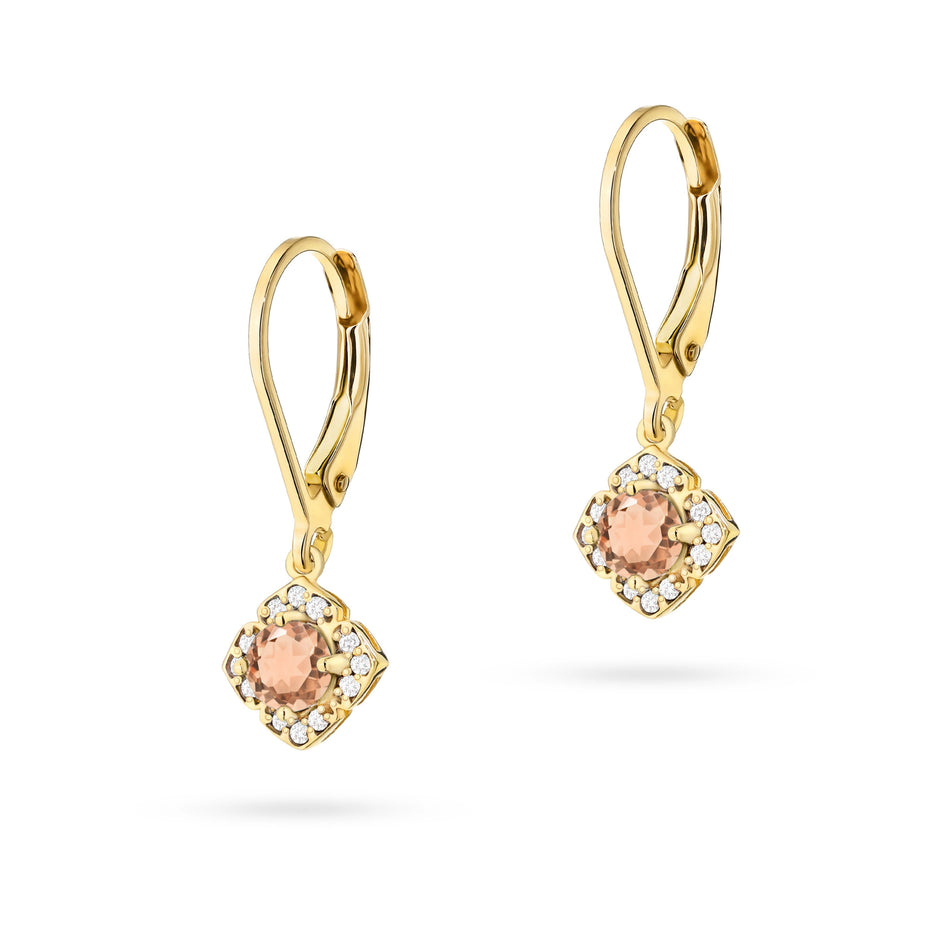 Gold Earrings with 0.25ct Morganites and 0.12ct Diamonds