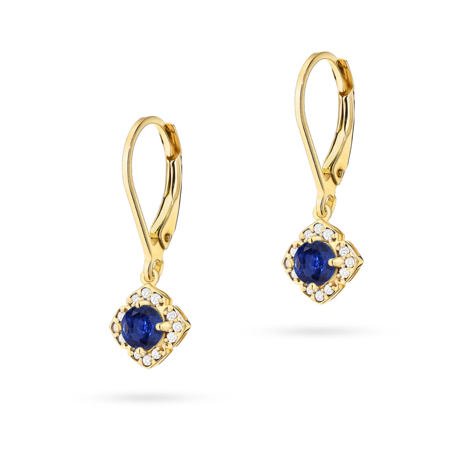 Gold Earrings with 0.30ct Sapphires and 0.12ct Diamonds