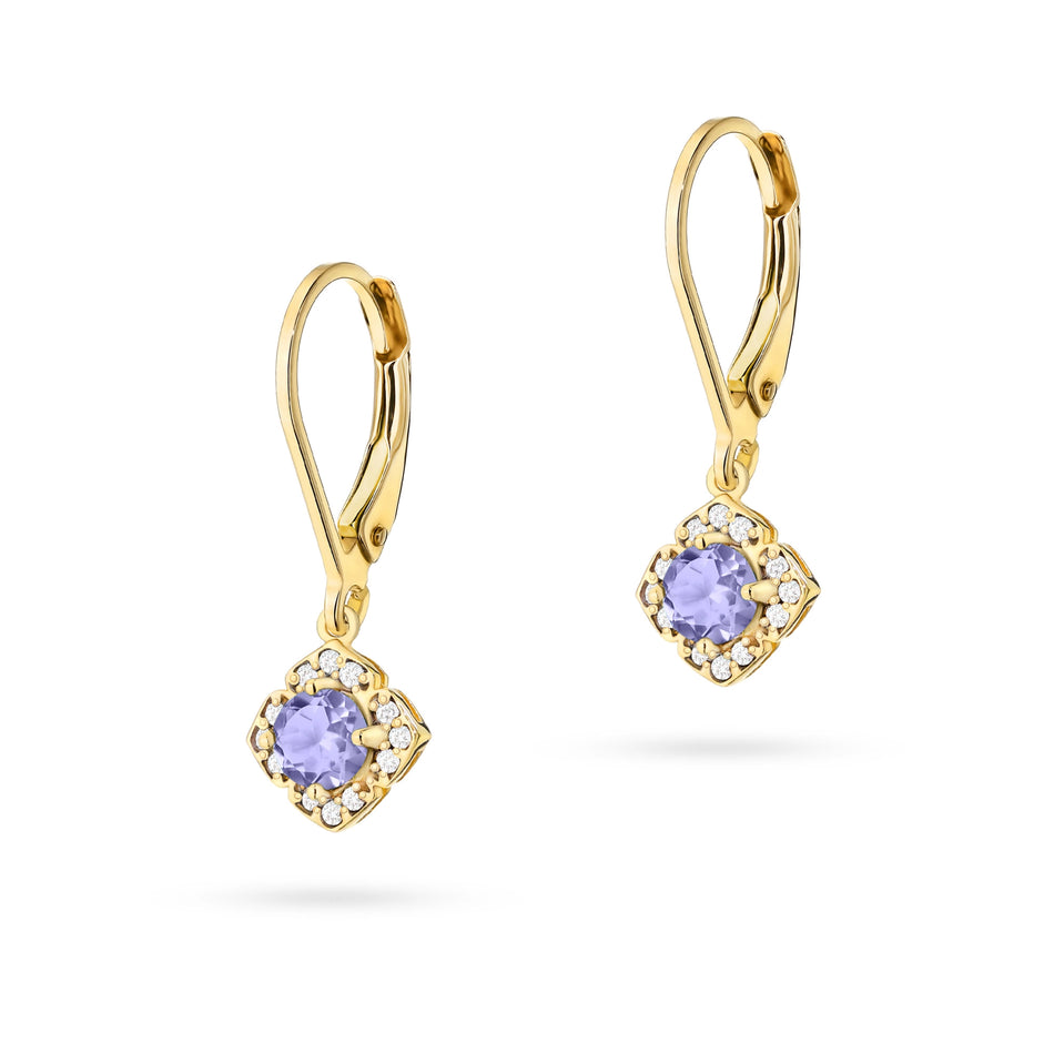 Gold Earrings with 0.35ct Tansanites and 0.12ct Diamonds