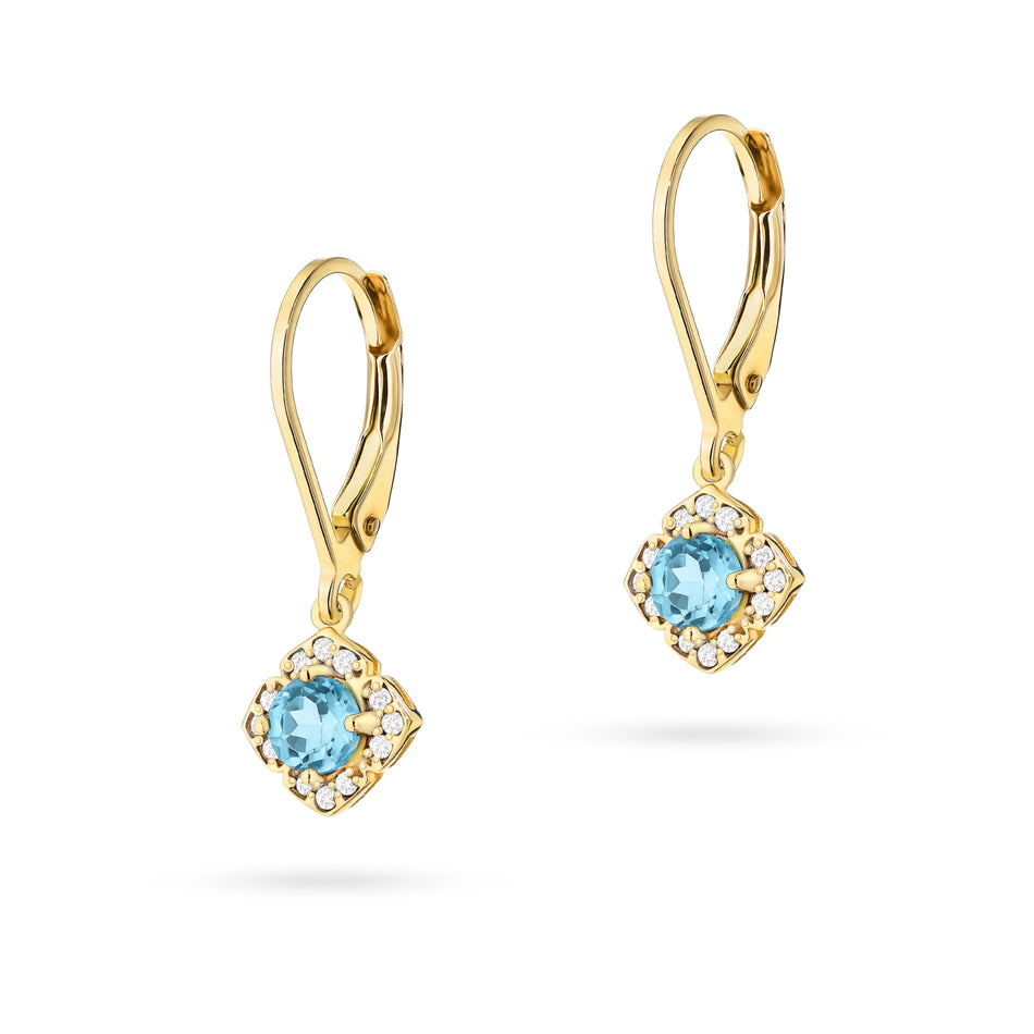 Gold Earrings with 0.25ct Topazes and 0.12ct Diamonds