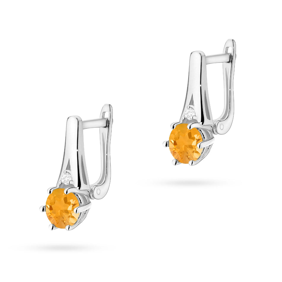 Gold Earrings with 0.50ct Citrines and 0.029ct Diamonds