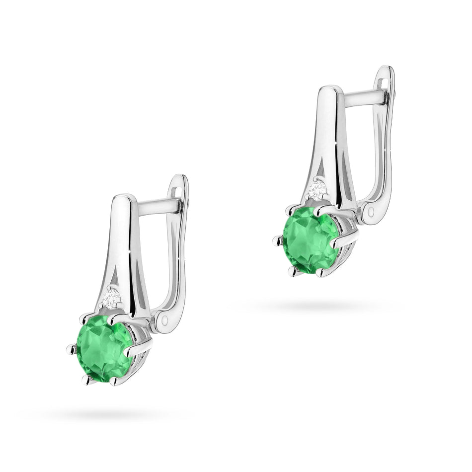 Gold Earrings with 0.50ct Emeralds and 0.029ct Diamonds