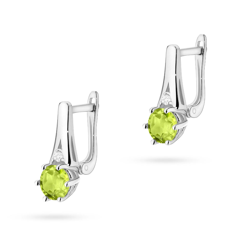 Gold Earrings with 0.60ct Olivines and 0.029ct Diamonds