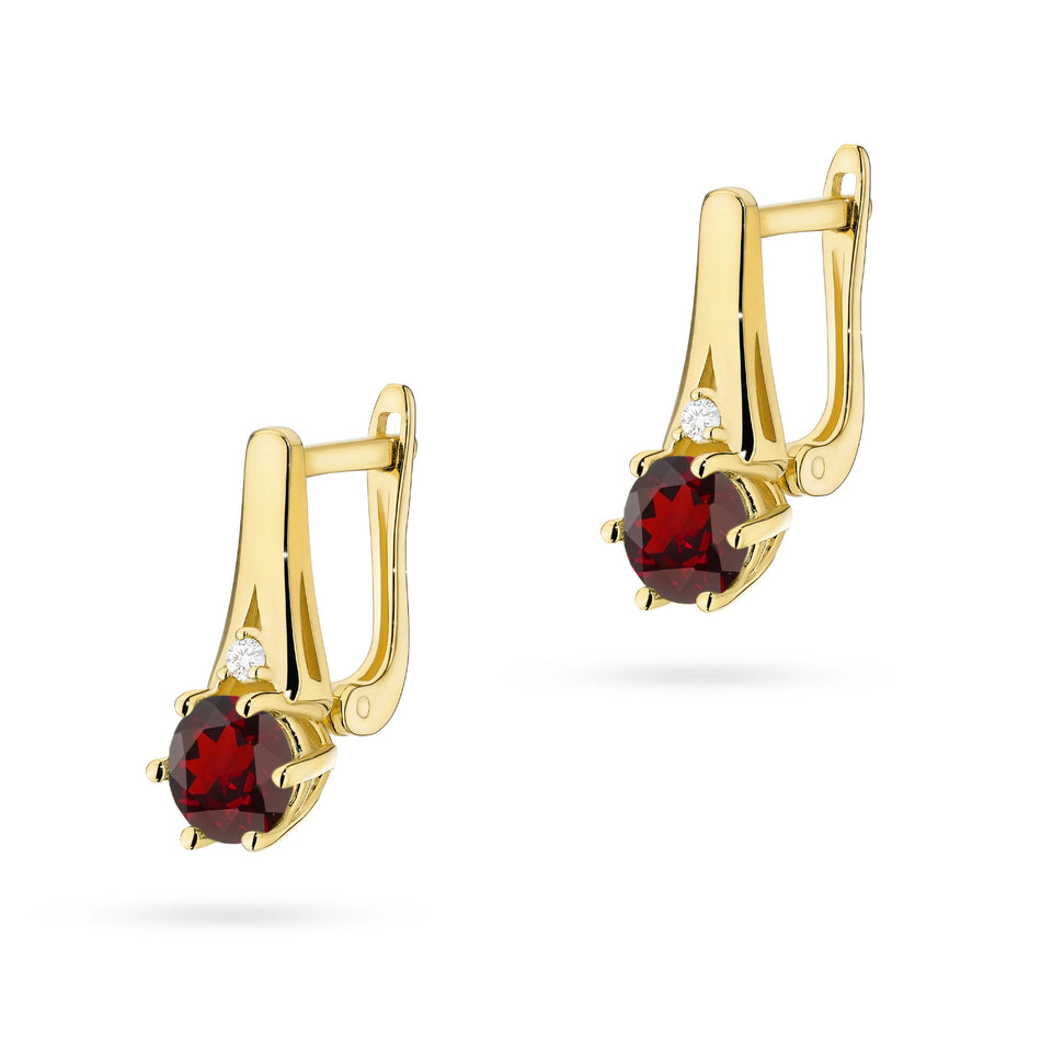 Gold Earrings with 0.50ct Garnets and 0.029ct Diamonds