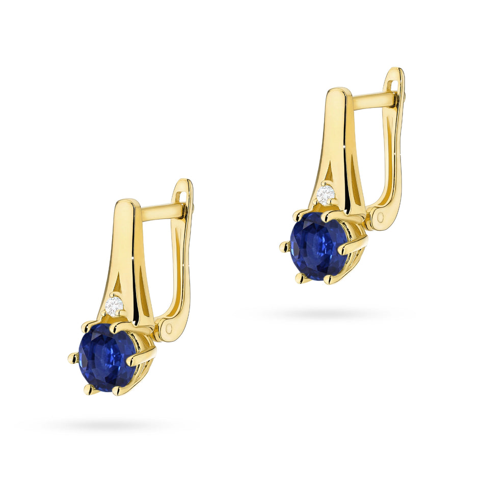 Gold Earrings with 0.50ct Sapphires and 0.029ct Diamonds