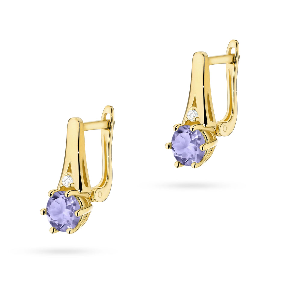 Gold Earrings with 0.50ct Tansanites and 0.029ct Diamonds