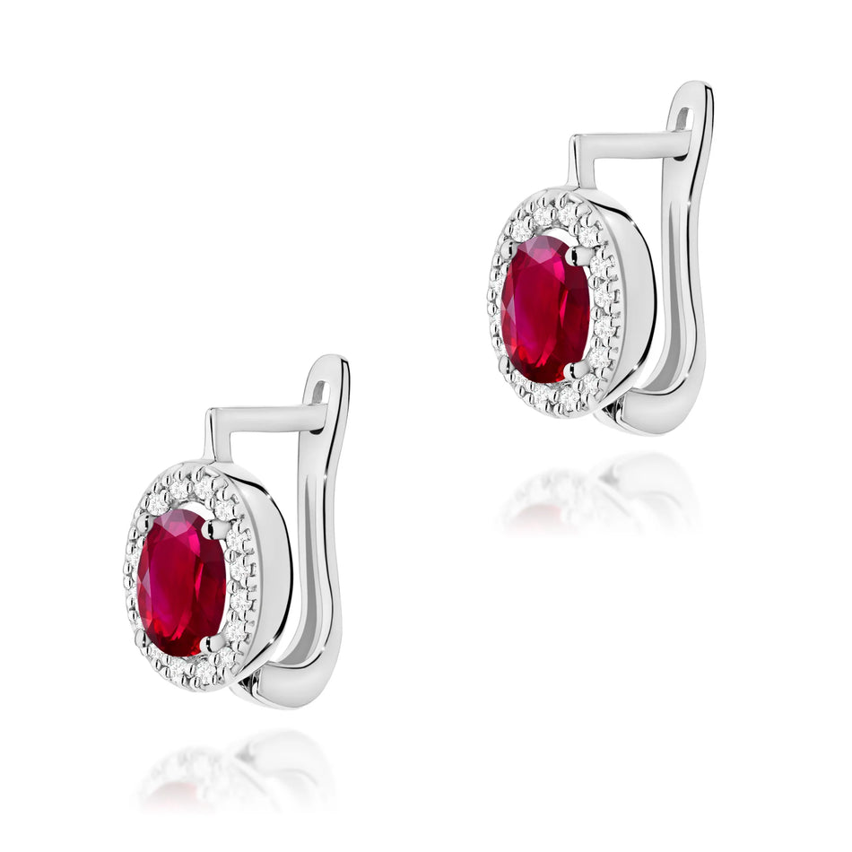 Gold Earrings with 0.60ct Rubies and 0.16ct Diamonds
