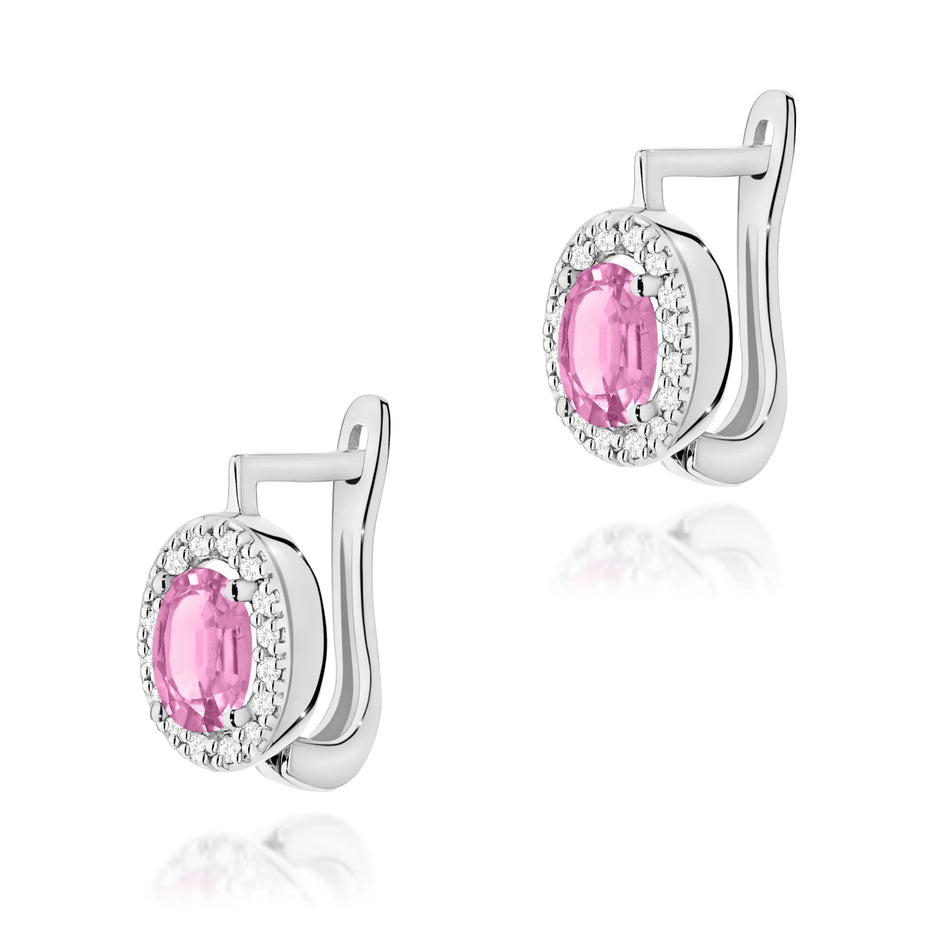 Gold Earrings with 0.45ct Pink Sapphires and 0.16ct Diamonds