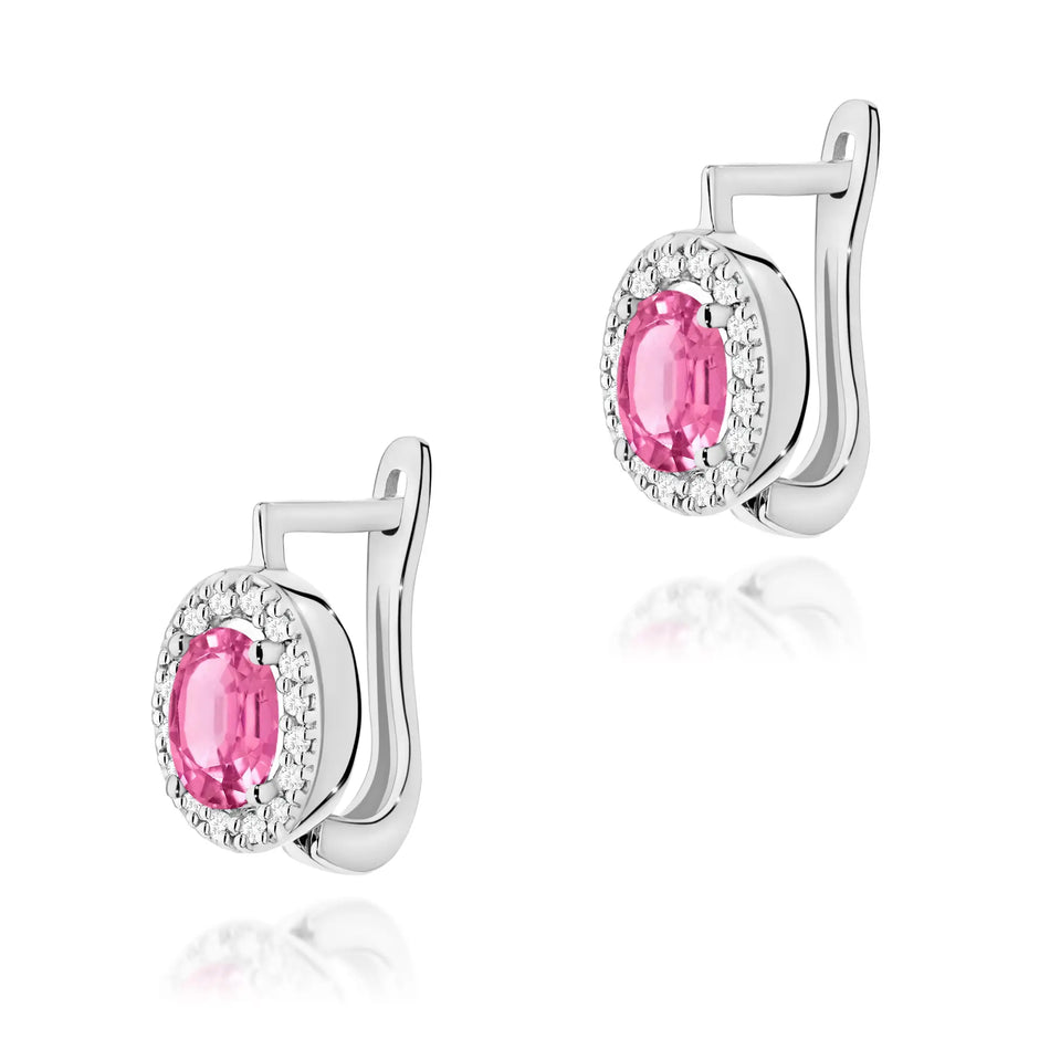 Gold Earrings with 0.50ct Pink topazes and 0.16ct Diamonds