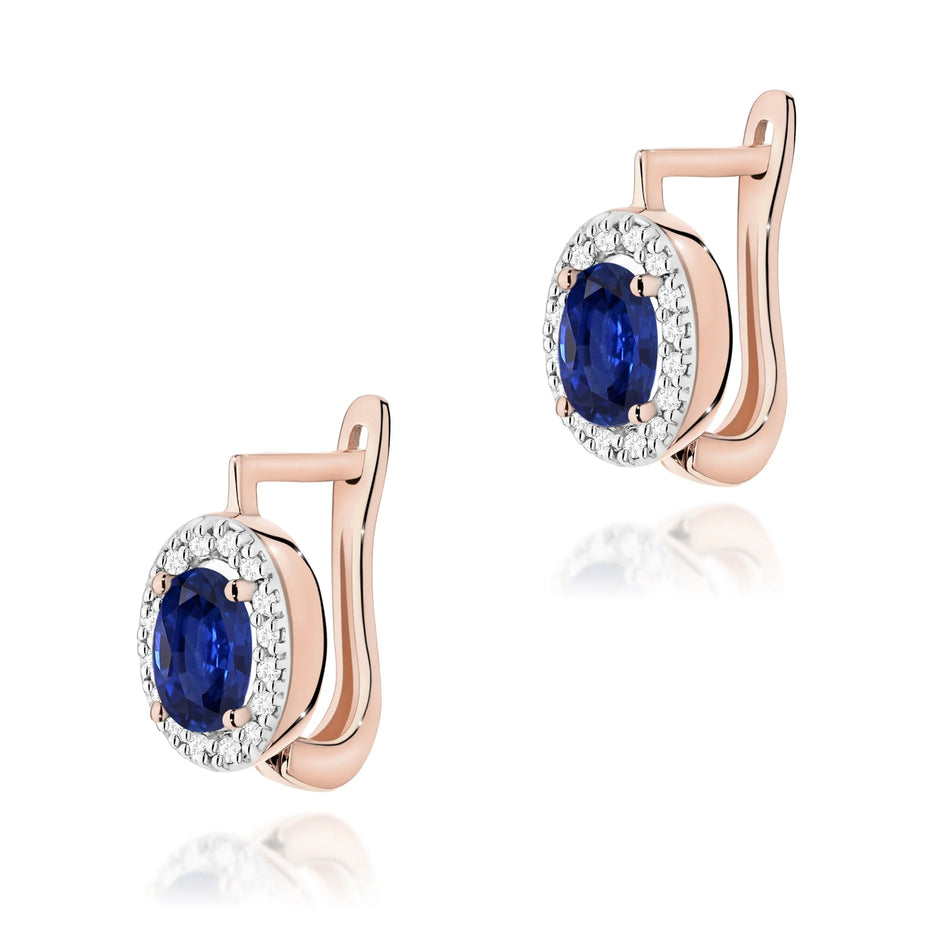 Gold Earrings with 0.70ct Sapphires and 0.16ct Diamonds