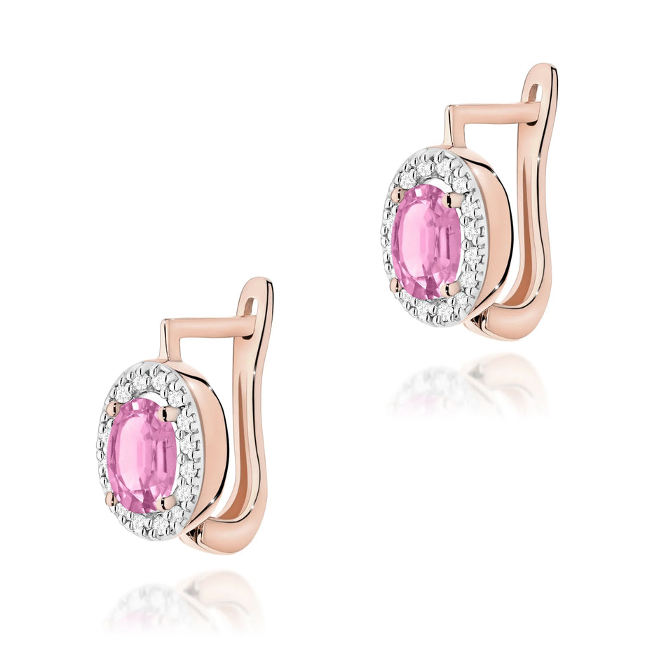 Gold Earrings with 0.45ct Pink Sapphires and 0.16ct Diamonds
