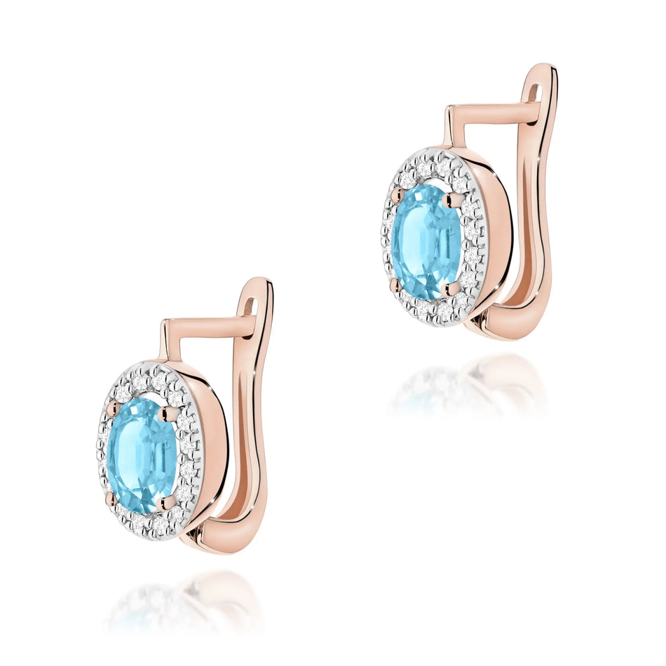 Gold Earrings with 0.50ct Topazes and 0.16ct Diamonds